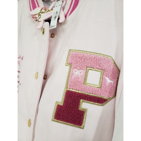 NEW SIZE XL Victoria Secret PINK Love Shack Fancy Varsity Jacket Limited Edition - Picture 3 of 9